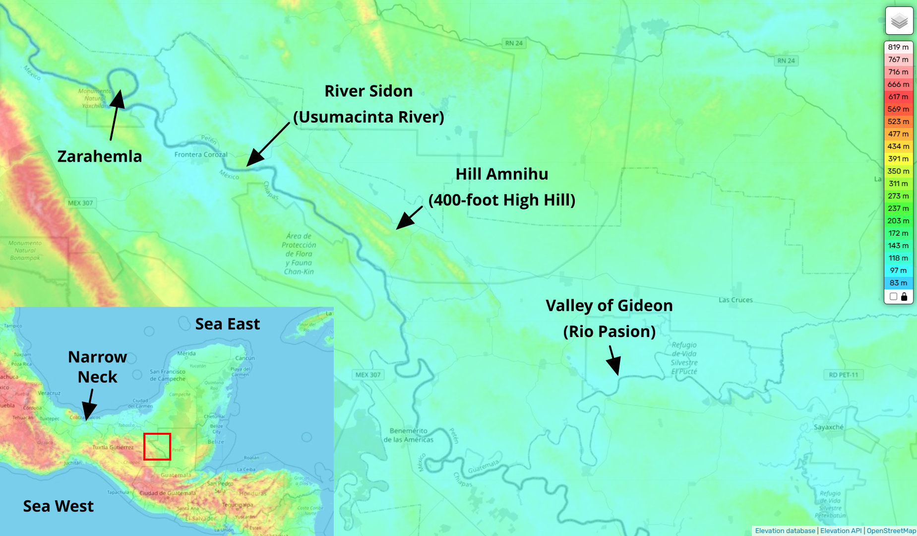 River Sidon, Hill Amnihu, and the Valley of Gideon