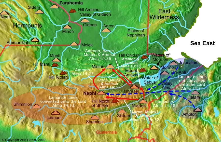 Mosiah's sons to Ishmael on a world map