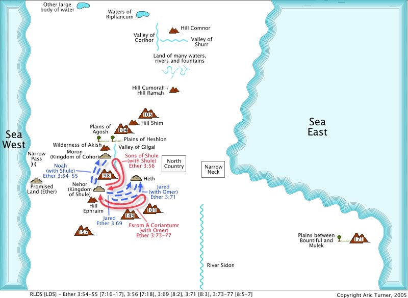 Moron, Nehor, and Heth on an internal map