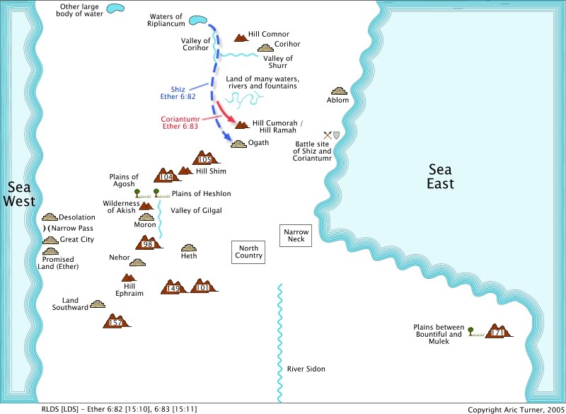 Battles between Coriantumr and Shiz on an internal map