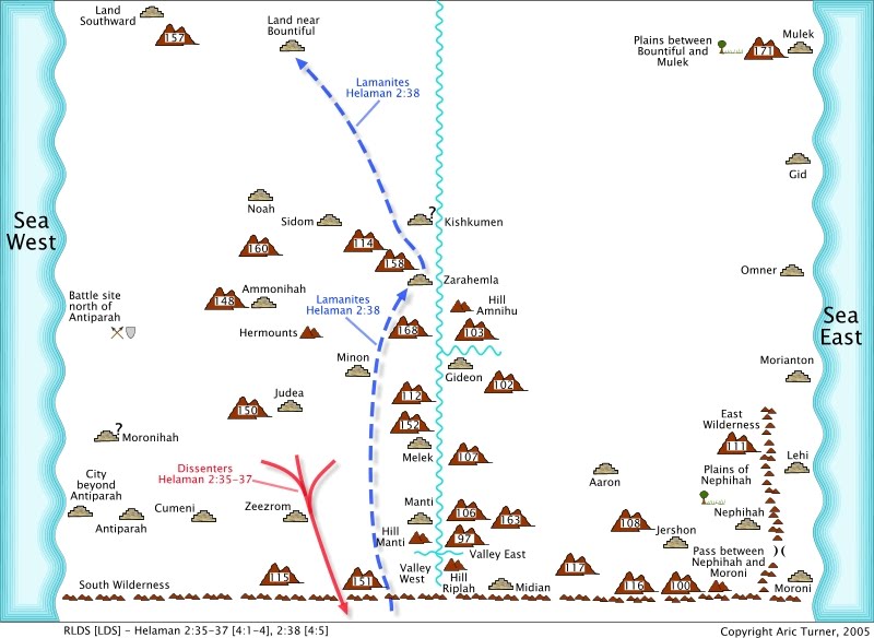 Lamanites to Zarahemla on an internal map