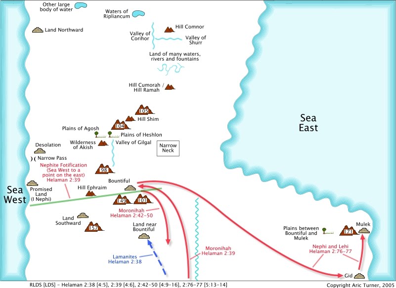 Moronihah to Bountiful on an internal map