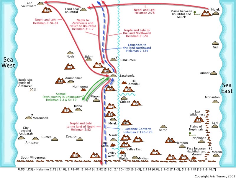 Samuel to Zarahemla on an internal map