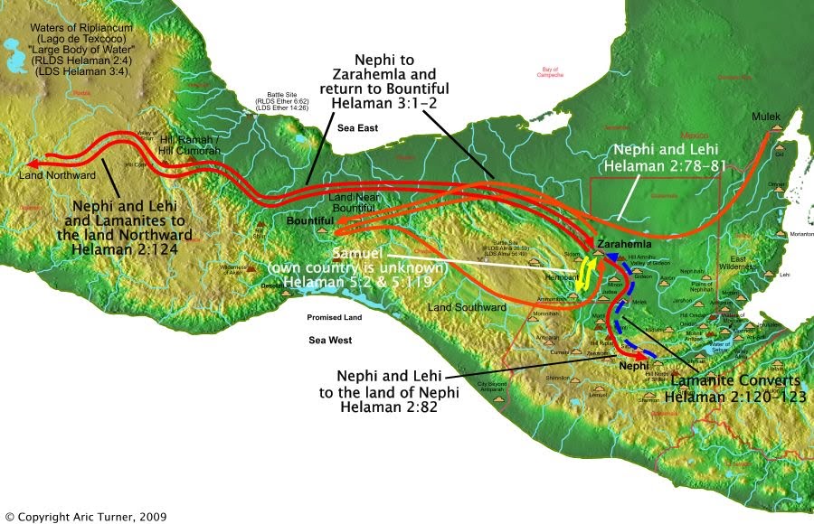 Samuel to Zarahemla on a world map