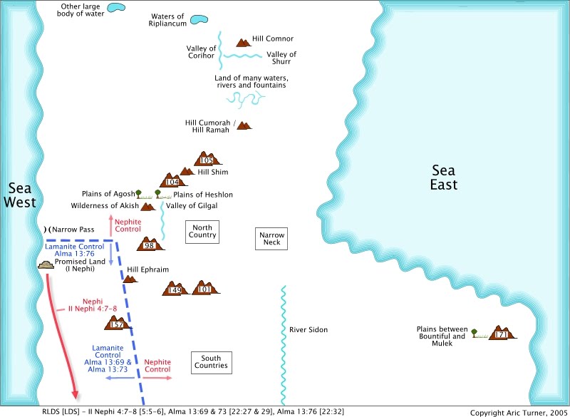 Lamanite Controlled Areas on an internal map