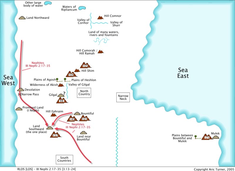 Nephites gather to the one place on an internal map