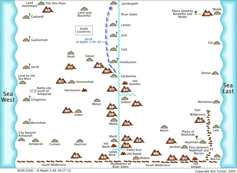 Jacob from Zarahemla to Jacobogath on an internal map