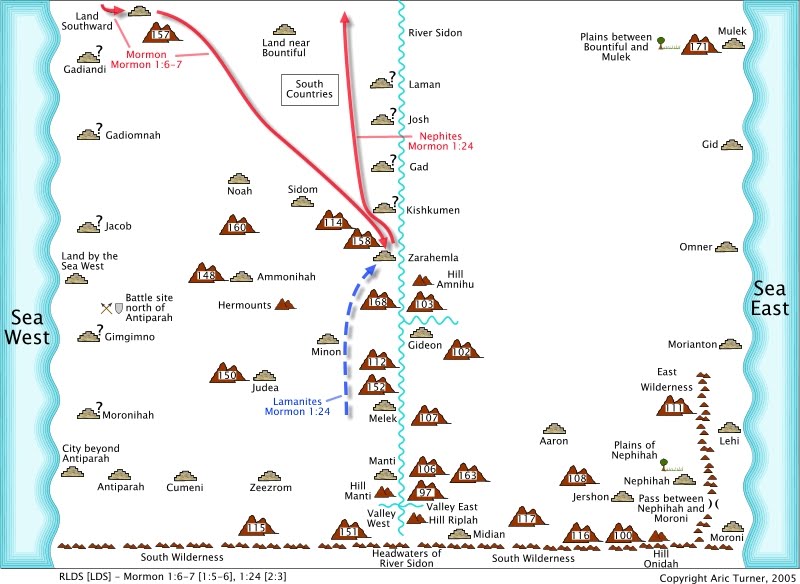 Nephites to the north countries on an internal map