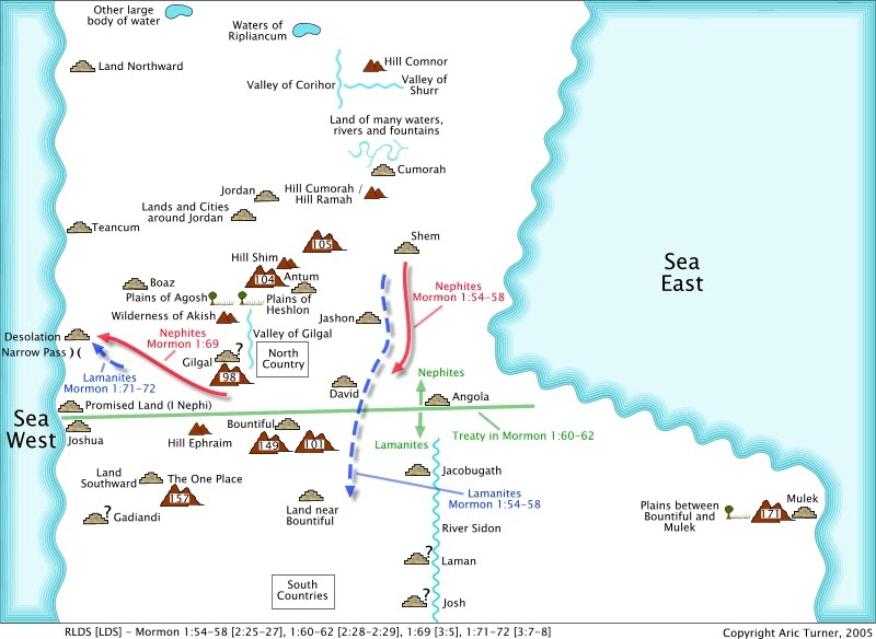 Nephites from Shem to Desolation on an internal map