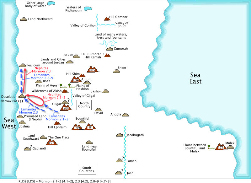 Lamanites to Desolation and Teancum on an internal map