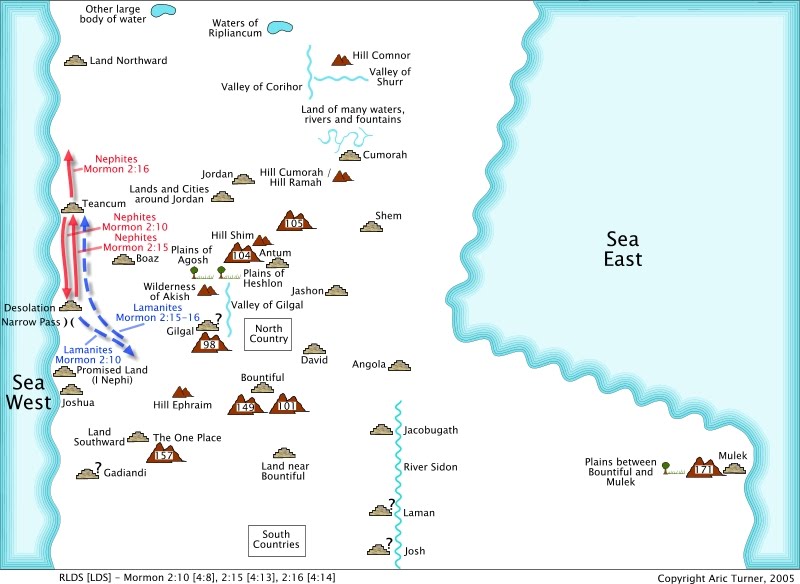 Nephites from Teancum to Desolation on an internal map