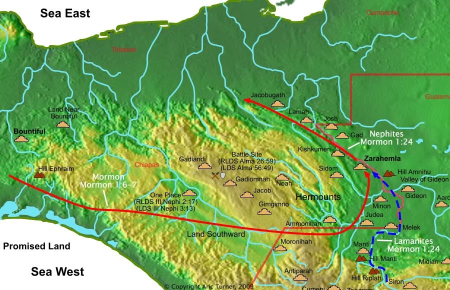 Nephites to the north countries on a world map