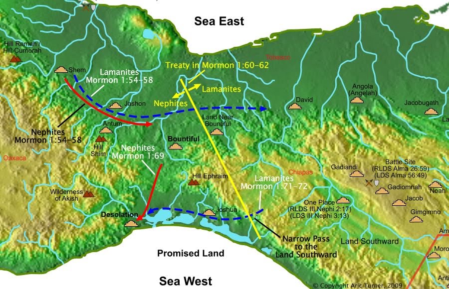 Nephites from Shem to Desolation on a world map