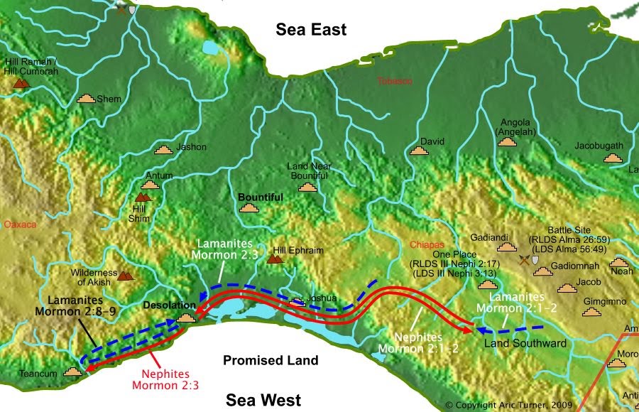 Lamanites to Desolation and Teancum on a world map