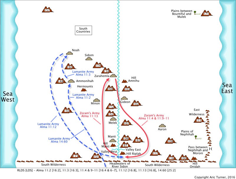 Lamanite army to Ammonihah on an internal map