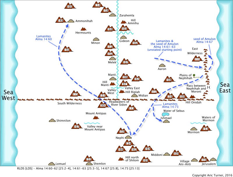 Lamanites to Ammonihah on an internal map