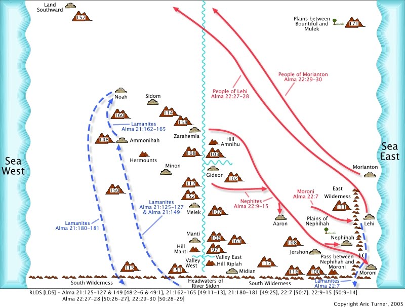 Lamanites to Ammonihah and Noah on an internal map