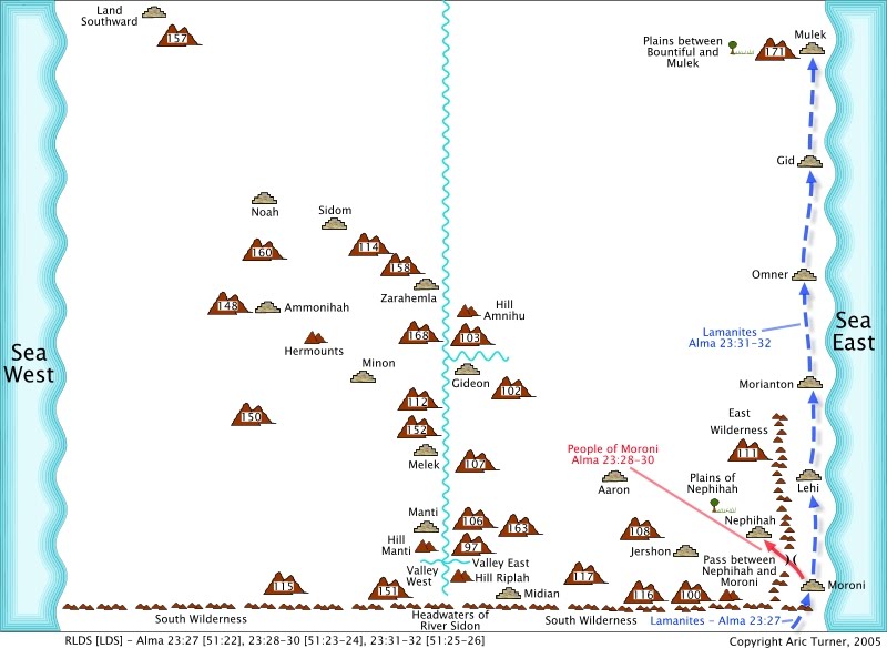 Lamanites to Moroni on an internal map