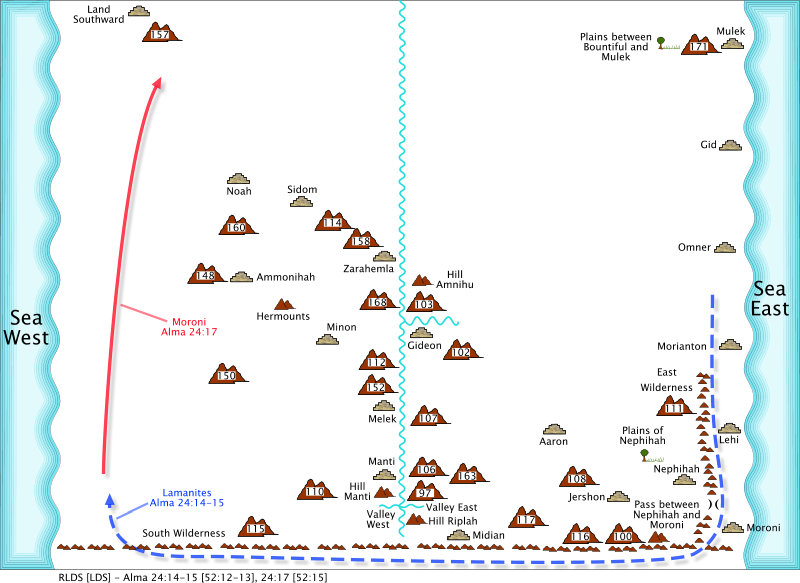 Lamanites to the sea West south on an internal map