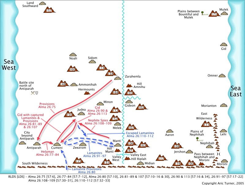 Gid and Helaman from Antiparah to Cumeni on an internal map