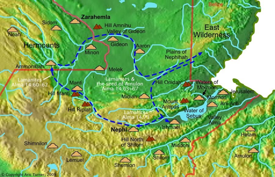 Lamanites to Ammonihah on a world map