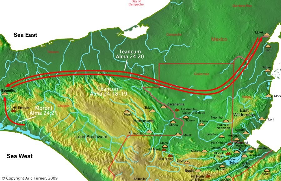 Teancum to Mulek on a world map