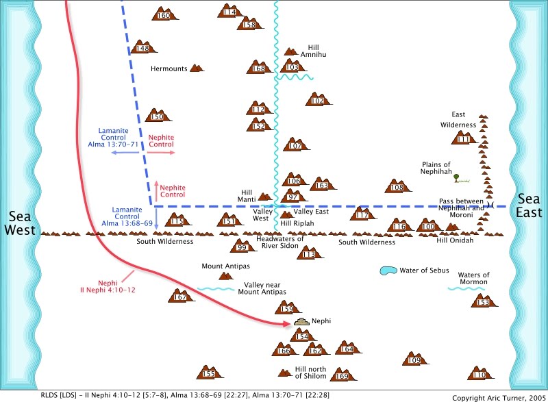 Lamanite Controlled Areas on an internal map