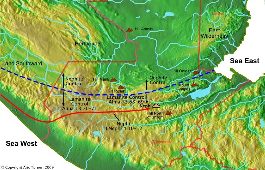 Lamanite Controlled Areas on a world map