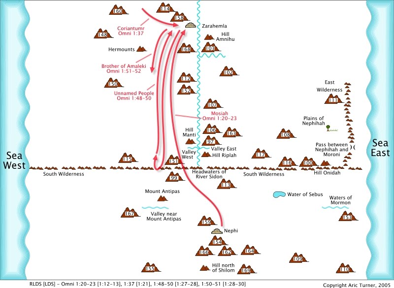 Travel between Zarahemla and Nephi on an internal map